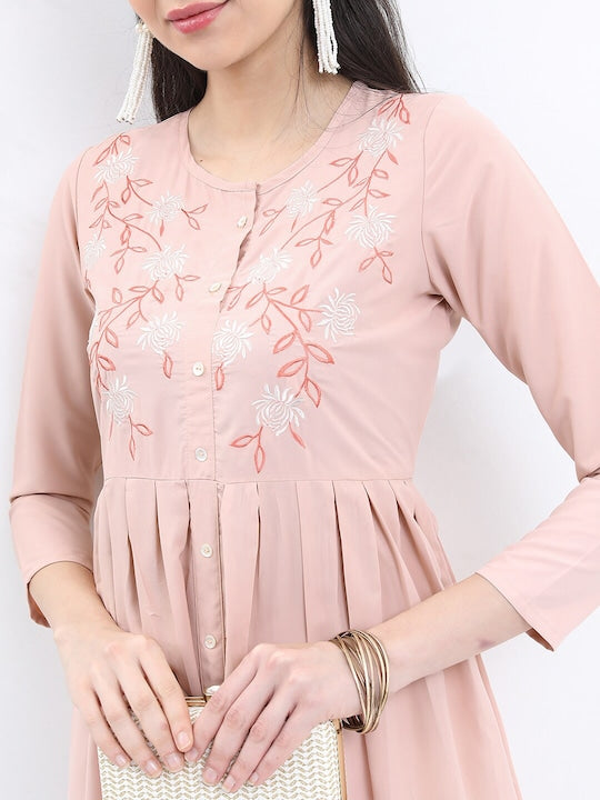 Vishudh Floral Yoke Design Gathered Or Pleated Kurta