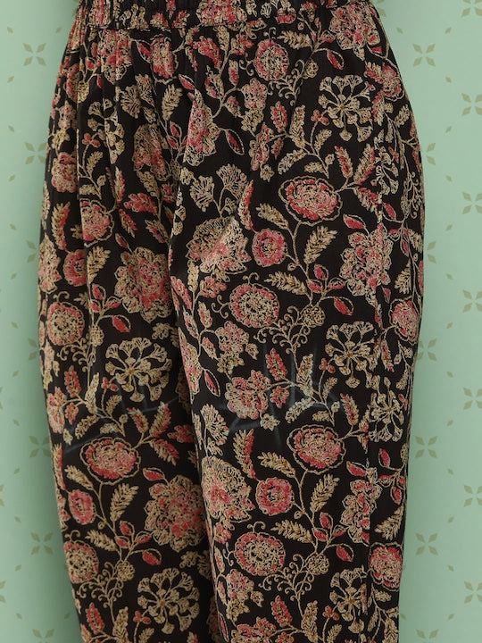 Yufta Women Floral Embroidered Regular Gotta Patti Pure Cotton Kurta Set