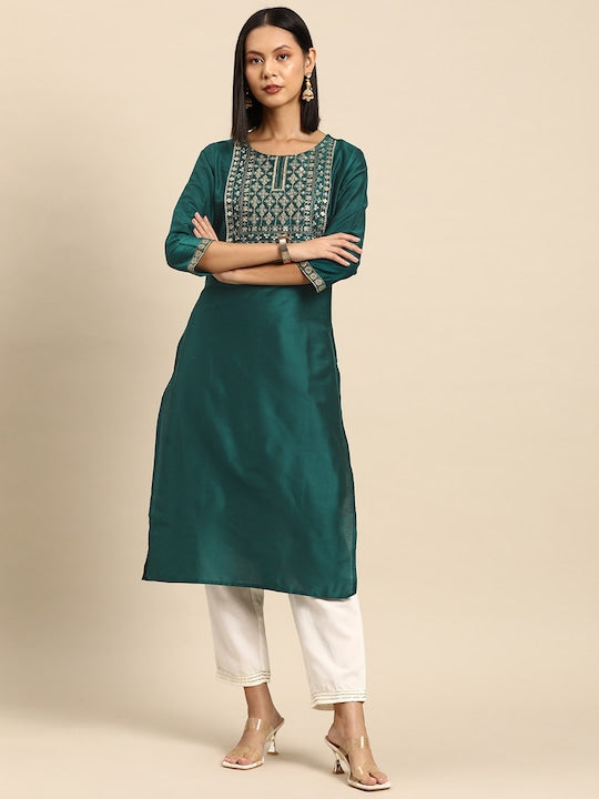 All about you Women Ethnic Motifs Yoke Embroidered Kurta