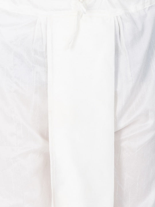 Vastramay Men White Solid Kurta with Dhoti Pants