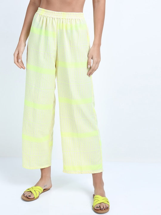 Vishudh Women Off White & Yellow Ethnic Motifs Printed Pure Cotton Kurta with Trousers