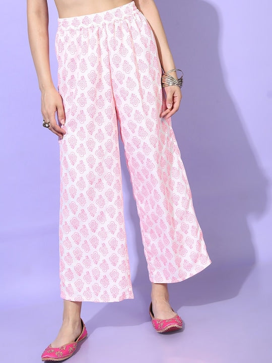 Vishudh Women Blue Floral Printed Kurta with Palazzos & With Dupatta