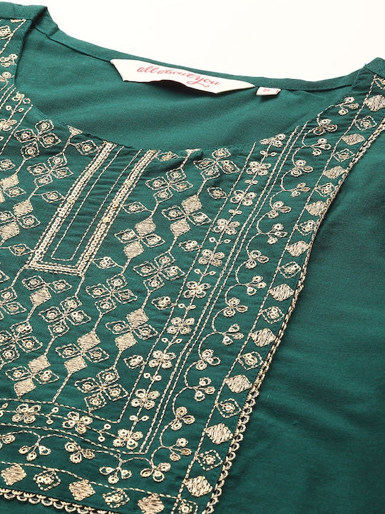 All about you Women Ethnic Motifs Yoke Embroidered Kurta