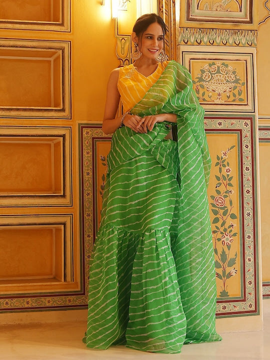 AKS Couture Leheriya Printed Saree