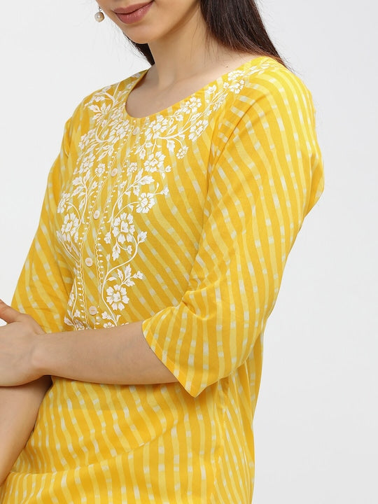 Vishudh Women Yellow Printed Kurta