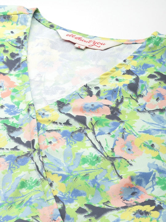 All about you Floral Print Wrap Dress with Belt