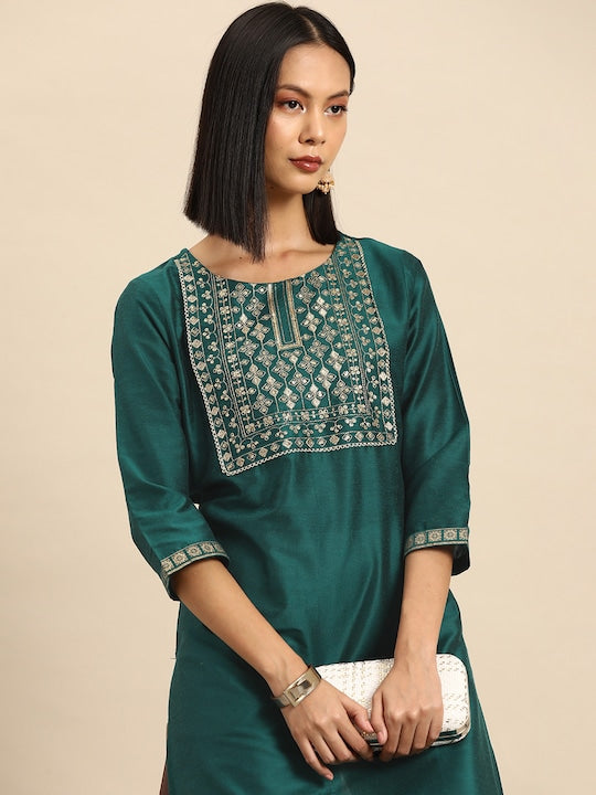 All about you Women Ethnic Motifs Yoke Embroidered Kurta