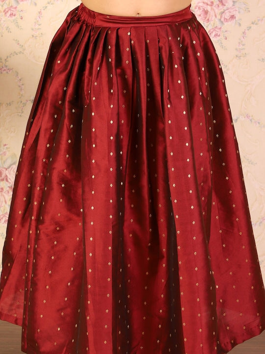 Vastramay Girls Woven Design Ready to Wear Lehenga Choli Set