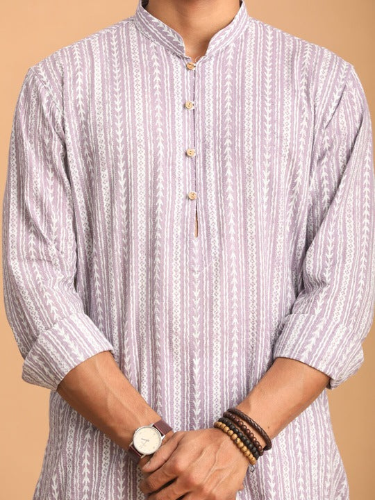 Vastramay Ethnic Motifs Printed Batik Straight Pure Cotton Kurta with Pyjamas