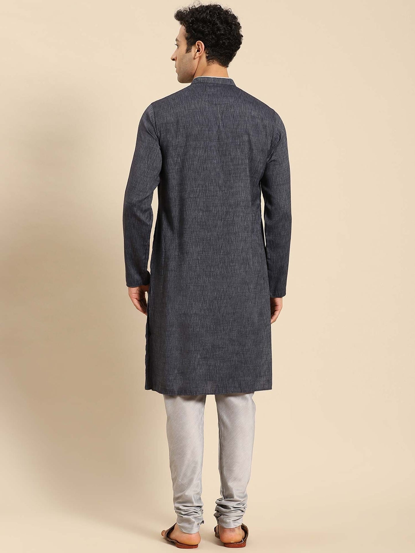 Amodh by Kisah Men Grey Kurta (Set of 2)