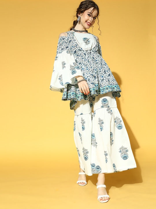 Yufta Ethnic Motifs Pure Cotton Nuovo Sleeves Kurta Set