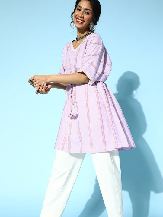 Yufta Lavender Cotton Kaftan Kurta