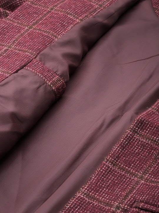 All about you Checked Front-Open Formal Blazer & Skirt Set