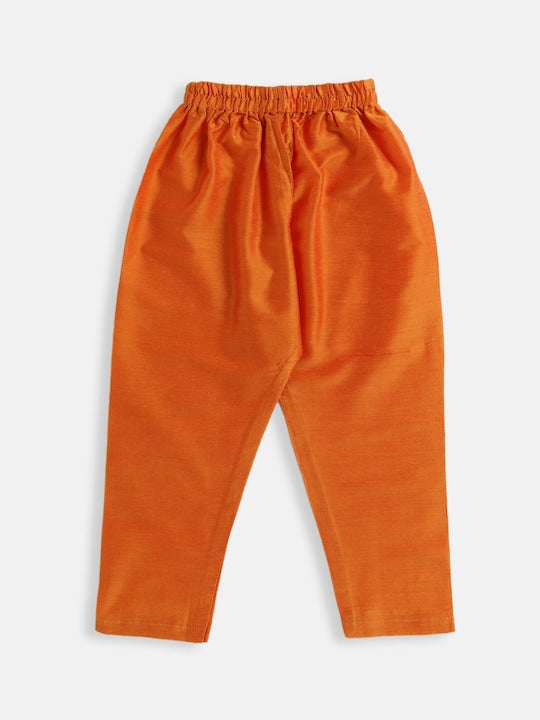 Vastramay Sishu Boys Orange Ethnic Motifs Printed Regular Kurta with Pyjamas