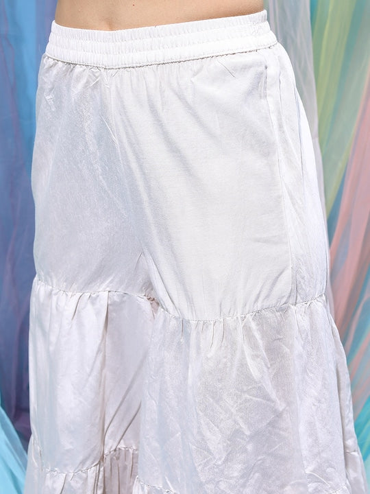 Vishudh Women Off White Ethnic Motifs Kurta with Sharara