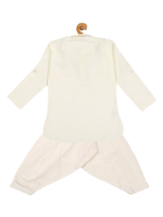 Vastramay Sishu Boys Cream-Coloured Kurta with Salwar