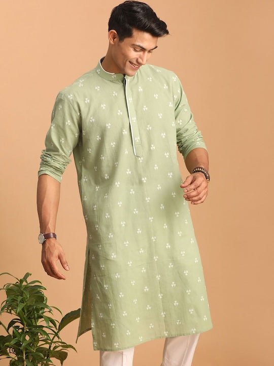 Vastramay Geometric Woven Design Jacquard Cotton Kurta
