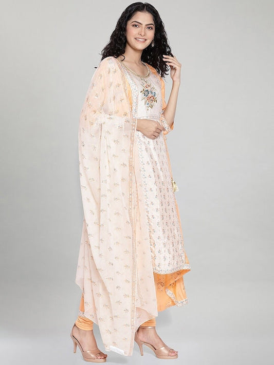 Aurelia Women Pink Ethnic Motifs Embroidered Kurta with Trousers & With Dupatta