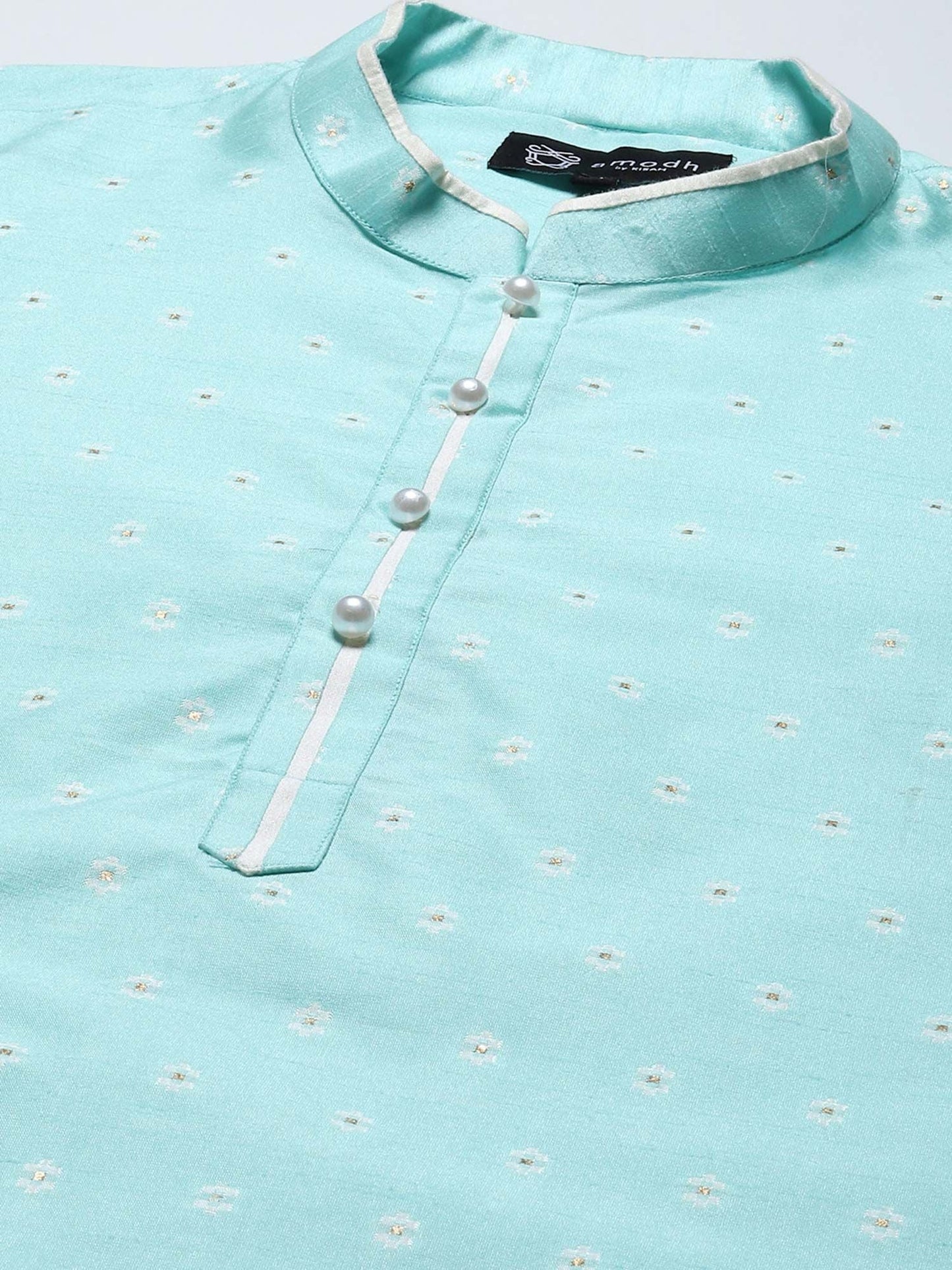 Amodh by Kisah Men Blue Kurta (Set of 2)