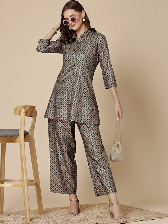 All about you Ethnic Motifs Printed A-Line Kurti with Palazzos