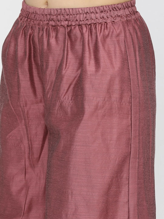 Vishudh Women Pink Regular Kurta with Palazzos & Dupatta