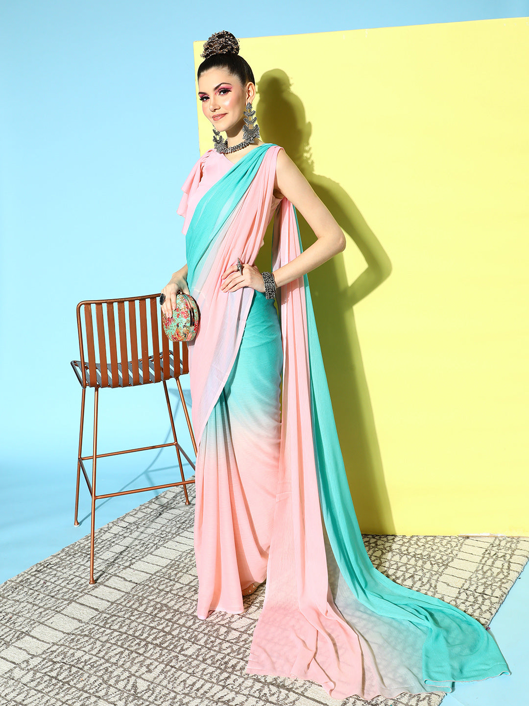 Ahalyaa Poly Chiffon Ombre Saree