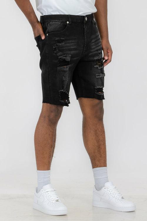 Washed Distressed Denim Shorts - Zoter Shop