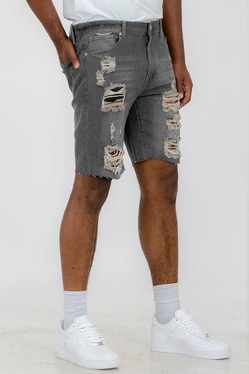 Washed Distressed Denim Shorts - Zoter Shop