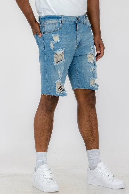 Washed Distressed Denim Shorts - Zoter Shop