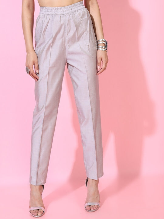 Vishudh Women Yellow & Grey Ethnic Motifs Kurta with Trouser and Jacket