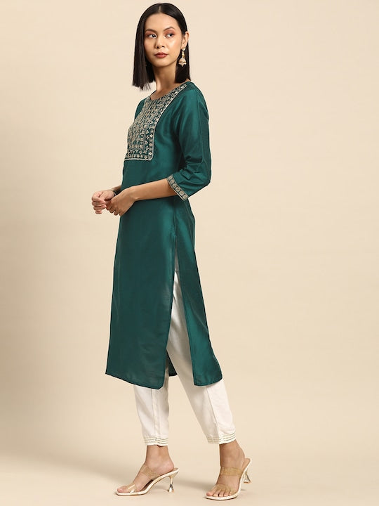 All about you Women Ethnic Motifs Yoke Embroidered Kurta