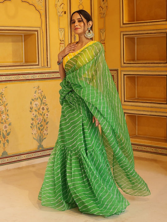 AKS Couture Leheriya Printed Saree