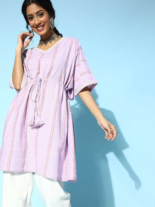 Yufta Lavender Cotton Kaftan Kurta