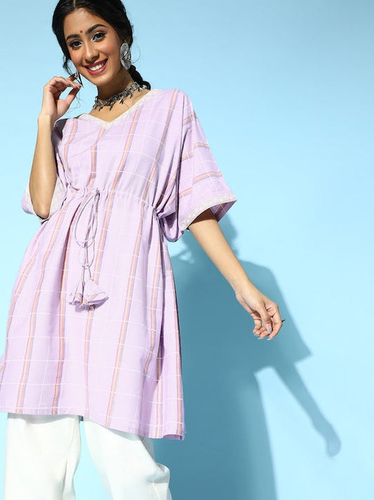 Yufta Lavender Cotton Kaftan Kurta