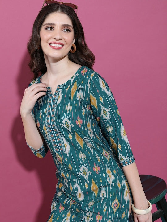 Vishudh Round Neck Printed Kurta