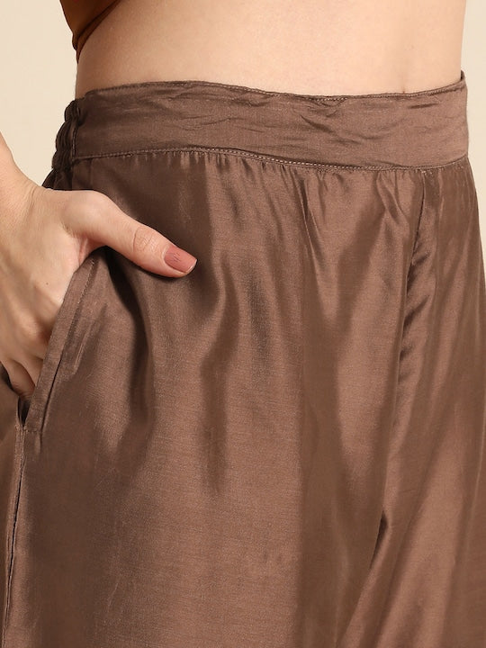 All about you Pleated Chanderi Silk Kurta with Trousers