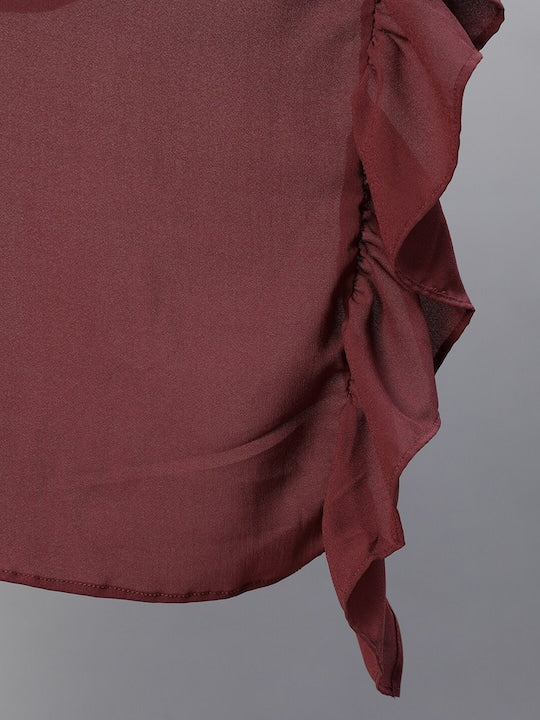 AKS Couture Burgundy & Gold-Toned Printed Ready to Wear Lehenga & Blouse With Dupatta