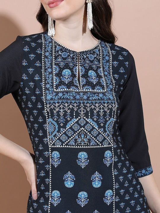 Vishudh Ethnic Motifs Printed Thread Work Kurta