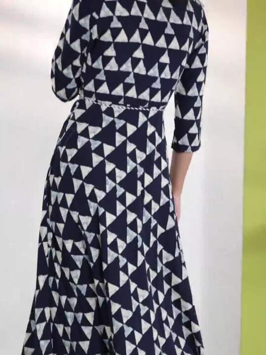 Vishudh Women Navy Blue Printed Shirt Dress