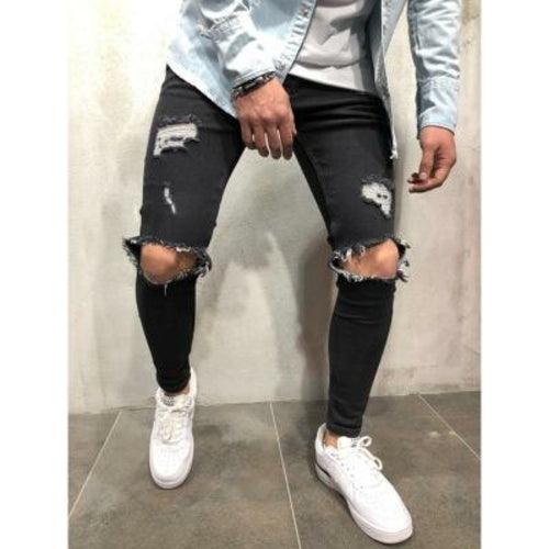 2018 new fashion Men Jeans Stretch Destroyed Ripped Design Fashion Ank - zoter Shop