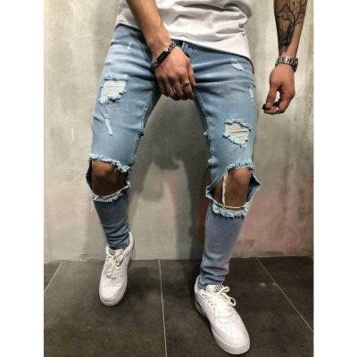 2018 new fashion Men Jeans Stretch Destroyed Ripped Design Fashion Ank - zoter Shop
