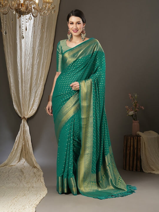 Anouk Woven Design Zari Pure Georgette Kanjeevaram Saree