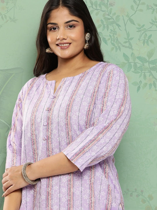 Yufta Women Plus Size Floral Printed Straight Kurta