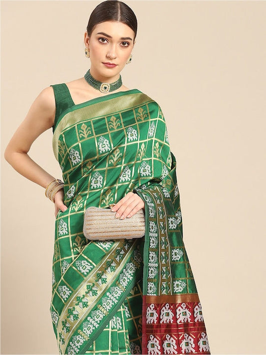 All about you Ethnic Motifs Woven Design Zari Silk Blend Kanjeevaram Saree