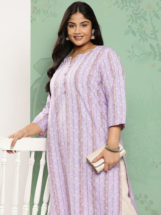 Yufta Women Plus Size Floral Printed Straight Kurta
