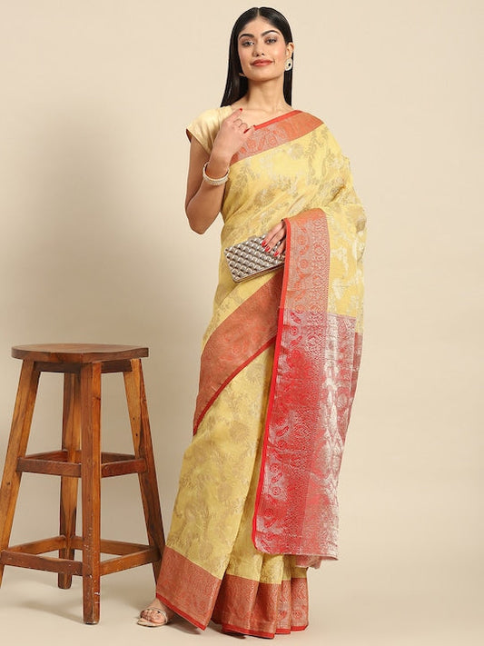 All about you Ethnic Motifs Woven Silk Blend Saree