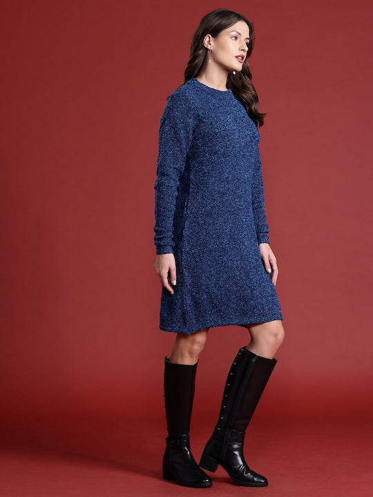 All about you Self Design Mini Sweater Hybrids Jumper Dress