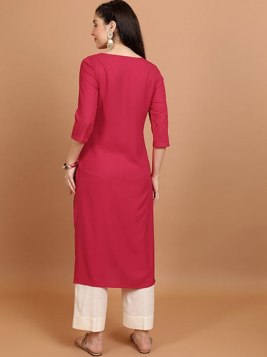 Vishudh Floral Embroidered Sequinned Straight Kurta