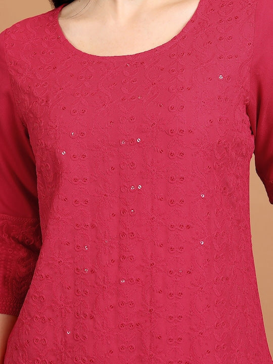 Vishudh Floral Embroidered Sequinned Straight Kurta