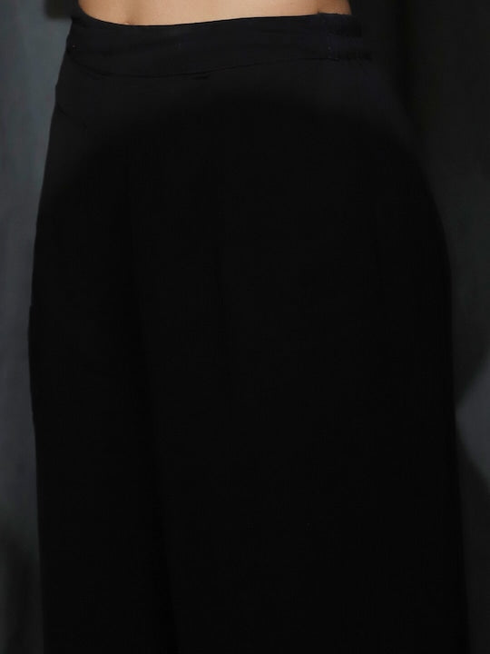 AKS Couture Ethnic Motifs Embroidered Sequinned High Slit Straight Kurta With Palazzos